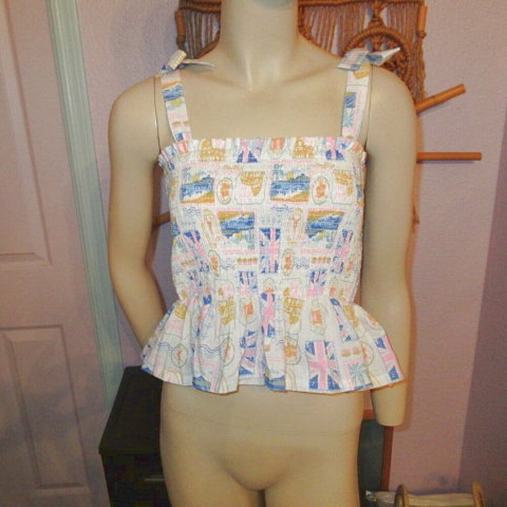 Haute Hippie Smocked Tank Top Size M Cotton Crop Tube Boho Coquette Festival NWT